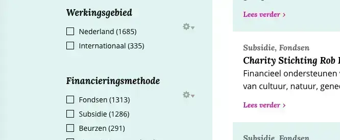 Zoekfilter werkingsgebied